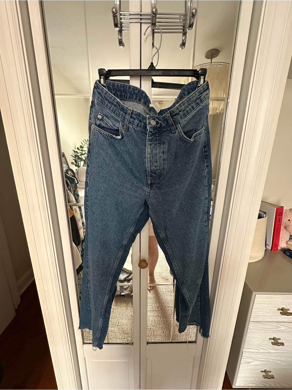 H&M Blue High-Waist Straight Leg Jeans